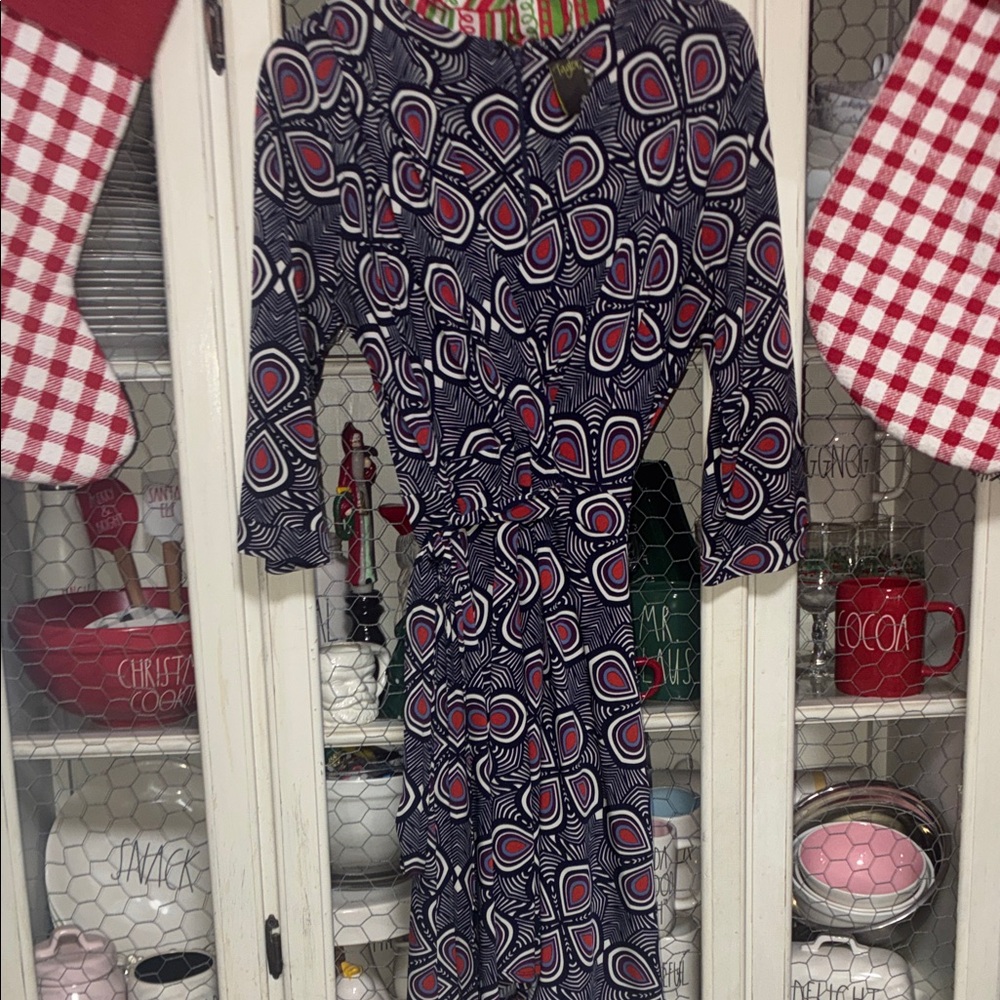 Taylor Black and Red Geometric Long Sleeve Dress